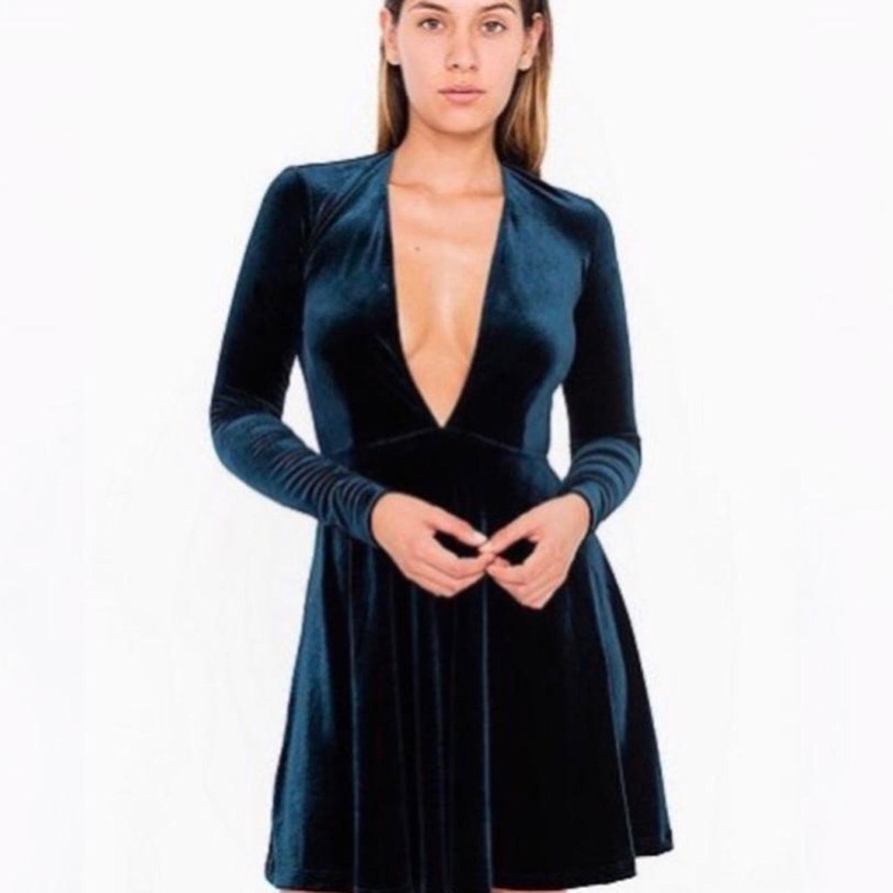 Emerald green velvet dress
